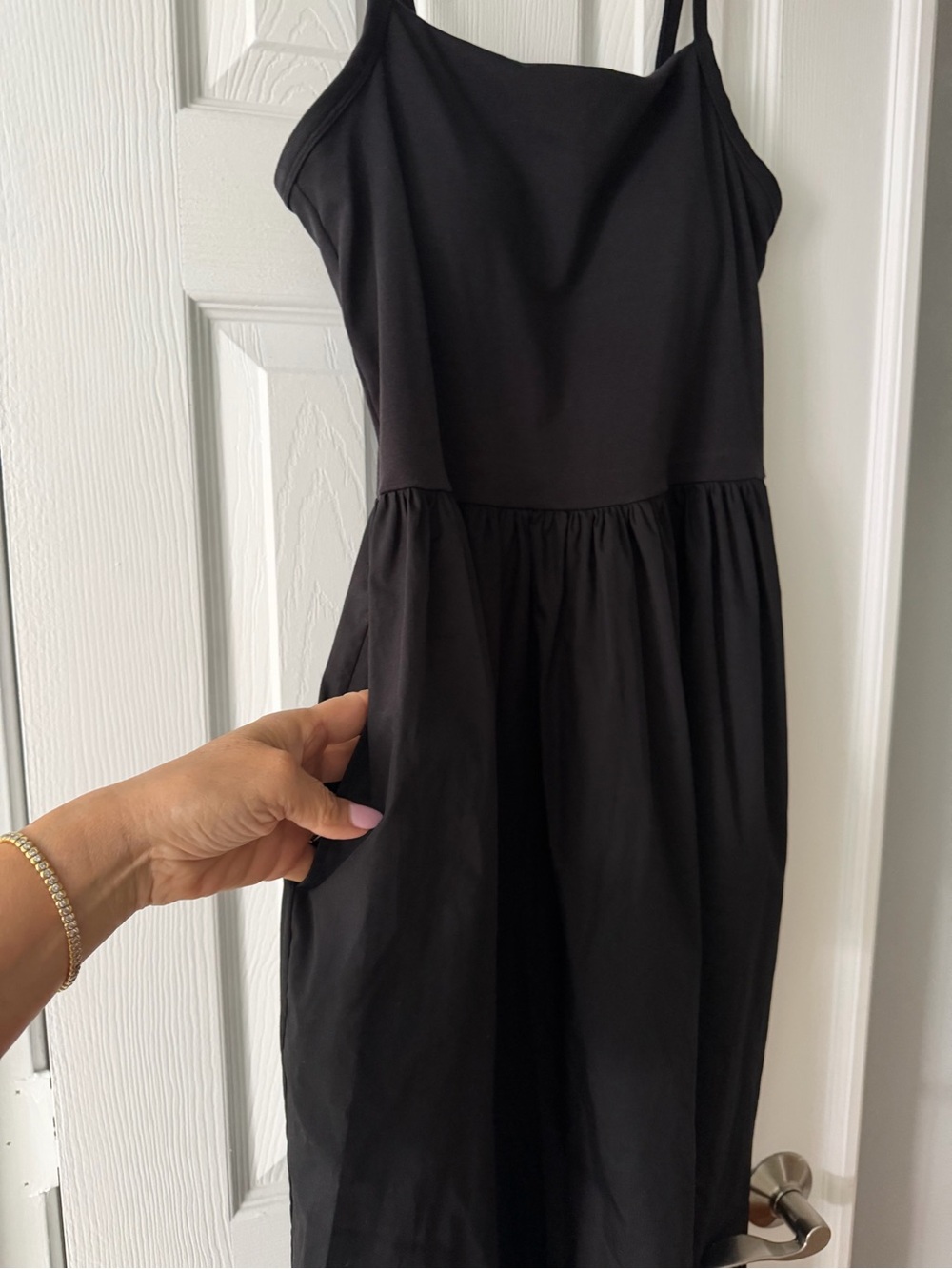 Uniqlo Black Midi Dress with Spaghetti Straps - Picture 8 of 9
